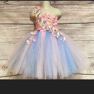 Unicorn Rainbow Butterfly Pink Blue Birthday Tutu Dress for Girls